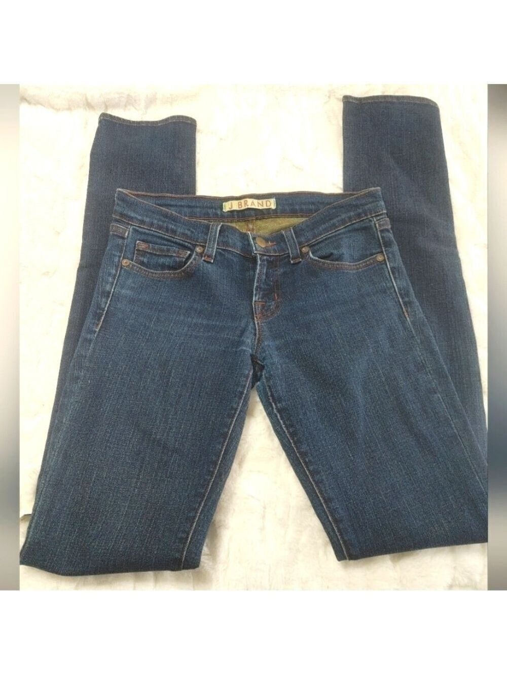 J Brand Low Rise Pencil Skinny Jeans Classic Blue Denim 25 Selvedge